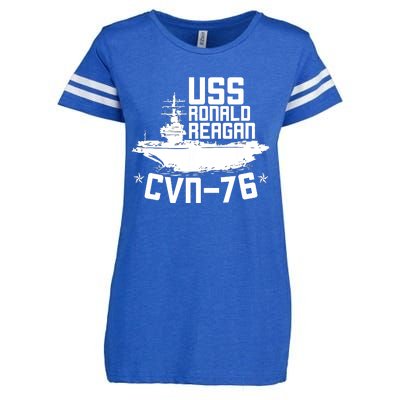 Uss Ronald Regan Cvn76 Aircraft Carrier For A Veteran Enza Ladies Jersey Football T-Shirt