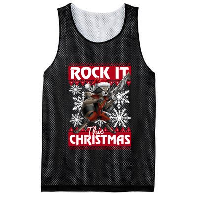Ugly Rocket Raccoon Lover Holiday Season Christmas Mesh Reversible Basketball Jersey Tank