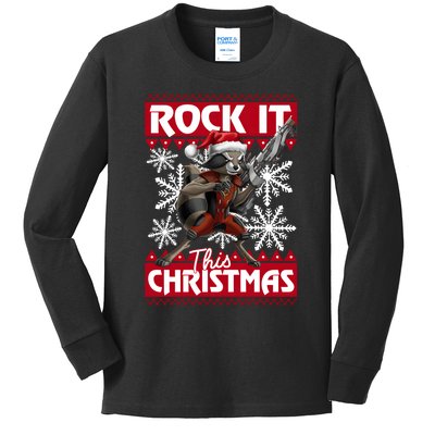 Ugly Rocket Raccoon Lover Holiday Season Christmas Kids Long Sleeve Shirt