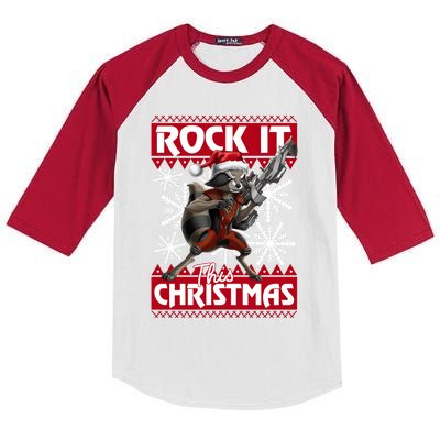 Ugly Rocket Raccoon Lover Holiday Season Christmas Kids Colorblock Raglan Jersey