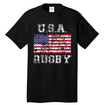 USA Rugby Shirts For Men Women Kids American Flag Tall T-Shirt