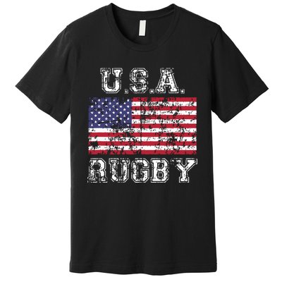 USA Rugby Shirts For Men Women Kids American Flag Premium T-Shirt