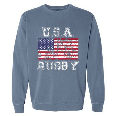 USA Rugby Shirts For Men Women Kids American Flag Garment-Dyed Sweatshirt