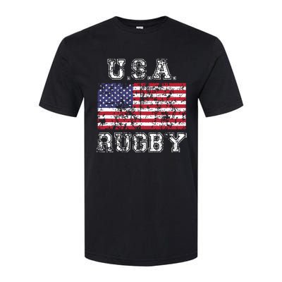 USA Rugby Shirts For Men Women Kids American Flag Softstyle CVC T-Shirt