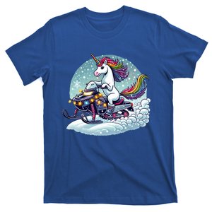 Unicorn Riding Snowmobile Christmas Funny Winter Sports Gift T-Shirt