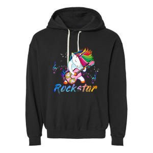 Unicorn Rock Star Guitar Rockin Music Singer Garment-Dyed Fleece Hoodie