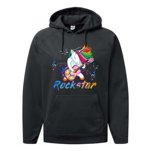 Unicorn Rock Star Guitar Rockin Music Singer Performance Fleece Hoodie