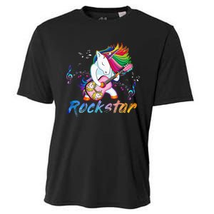 Unicorn Rock Star Guitar Rockin Music Singer Cooling Performance Crew T-Shirt