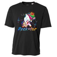 Unicorn Rock Star Guitar Rockin Music Singer Cooling Performance Crew T-Shirt