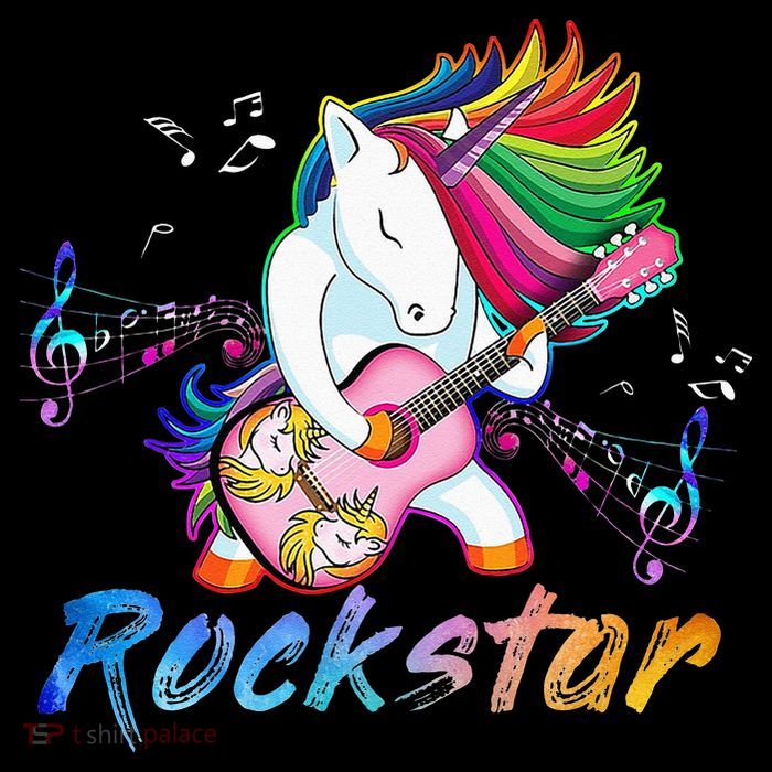 Unicorn Rock Star Guitar Rockin Music Singer T-Shirt