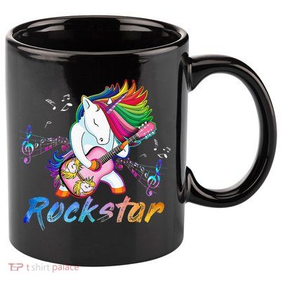 Unicorn Rock Star Guitar Rockin Music Singer 11oz C Handle Ceramic Mug