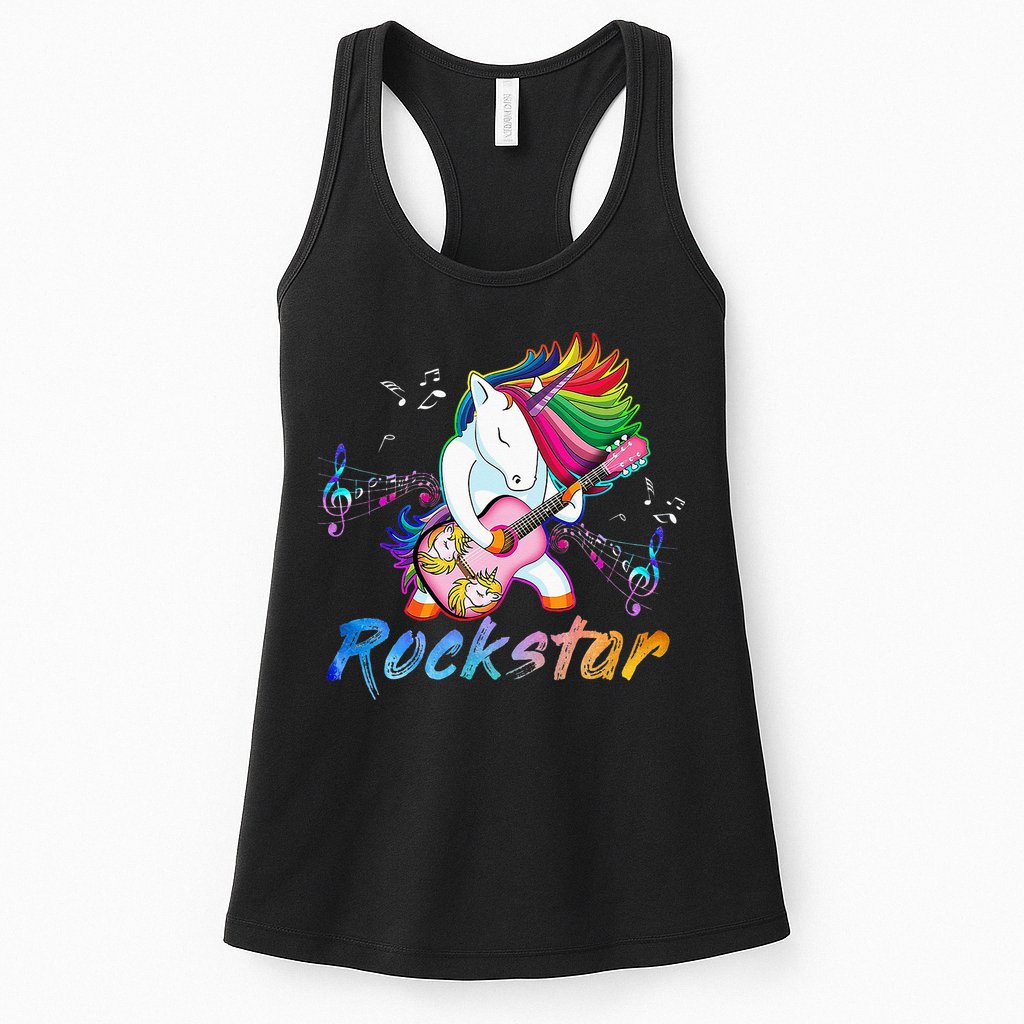 Unicorn Rock Star Guitar Rockin Music Singer Womens Tank Top
