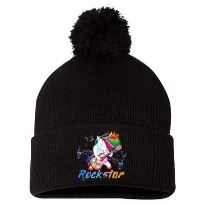 Unicorn Rock Star Guitar Rockin Music Singer Pom Pom 12in Knit Beanie