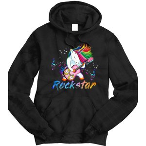 Unicorn Rock Star Guitar Rockin Music Singer Tie Dye Hoodie