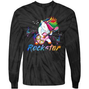 Unicorn Rock Star Guitar Rockin Music Singer Tie-Dye Long Sleeve Shirt