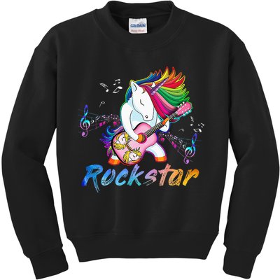 Unicorn Rock Star Guitar Rockin Music Singer Kids Sweatshirt
