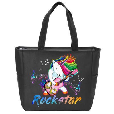 Unicorn Rock Star Guitar Rockin Music Singer Zip Tote Bag