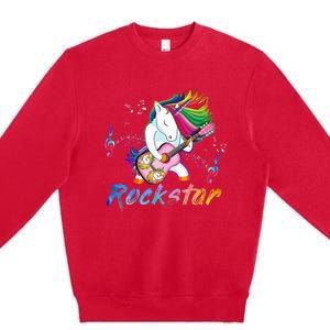 Unicorn Rock Star Guitar Rockin Music Singer Premium Crewneck Sweatshirt