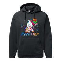 Unicorn Rock Star Guitar Rockin Music Singer Tee Performance Fleece Hoodie