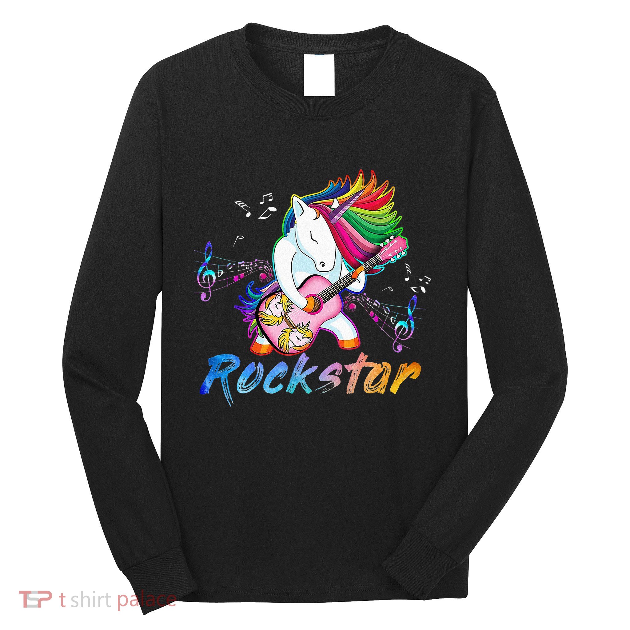 Unicorn Rock Star Guitar Rockin Music Singer Tee Long Sleeve Shirt