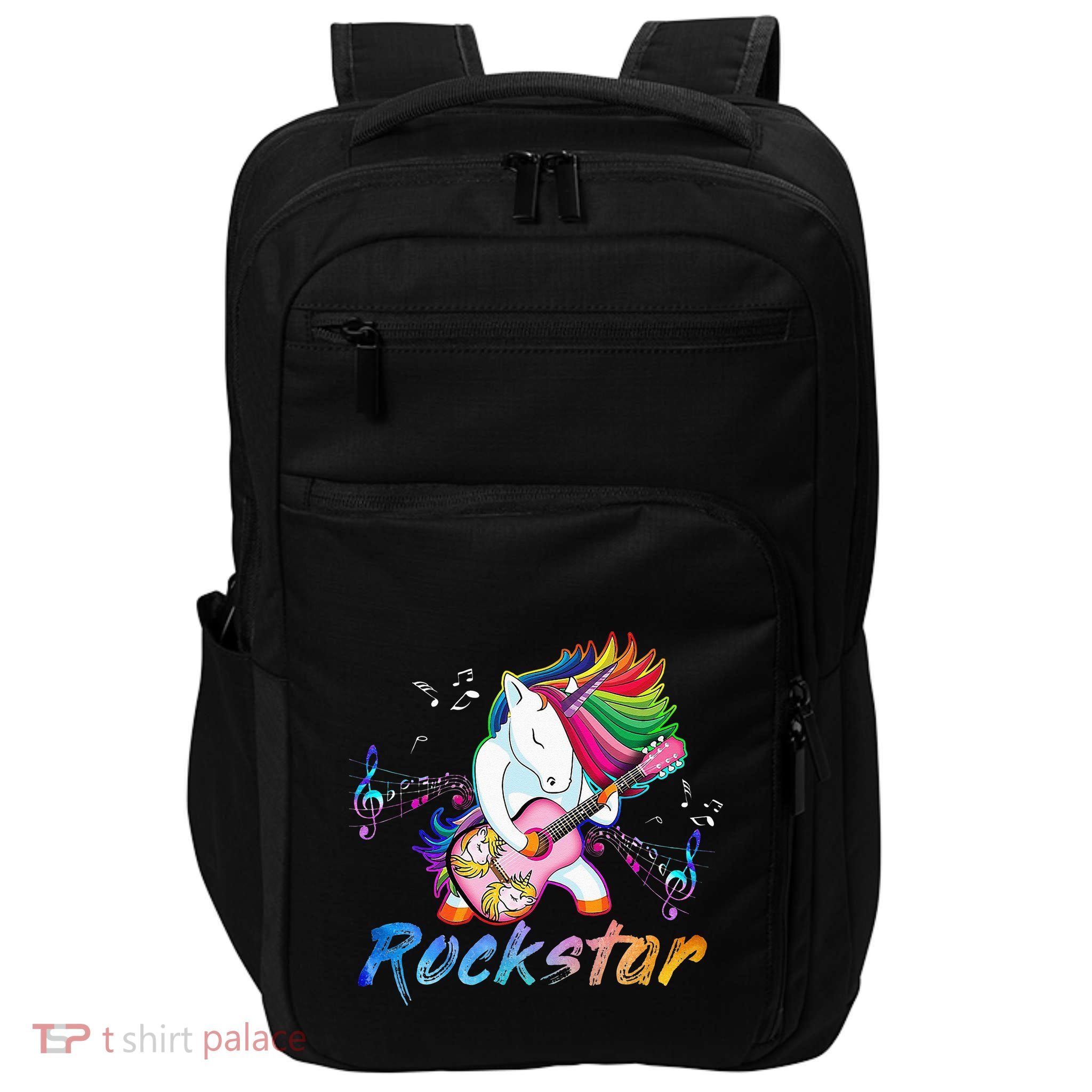 Unicorn Rock Star Guitar Rockin Music Singer Tee Impact Tech Backpack