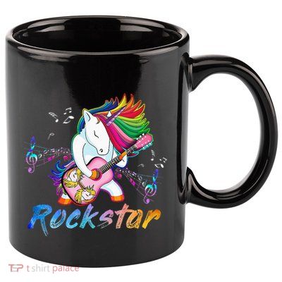 Unicorn Rock Star Guitar Rockin Music Singer Tee 11oz C Handle Ceramic Mug