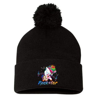 Unicorn Rock Star Guitar Rockin Music Singer Tee Pom Pom 12in Knit Beanie
