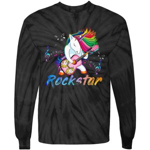 Unicorn Rock Star Guitar Rockin Music Singer Tee Tie-Dye Long Sleeve Shirt