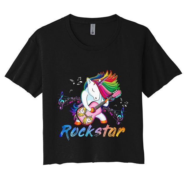 Unicorn Rock Star Guitar Rockin Music Singer Tee Crop Top
