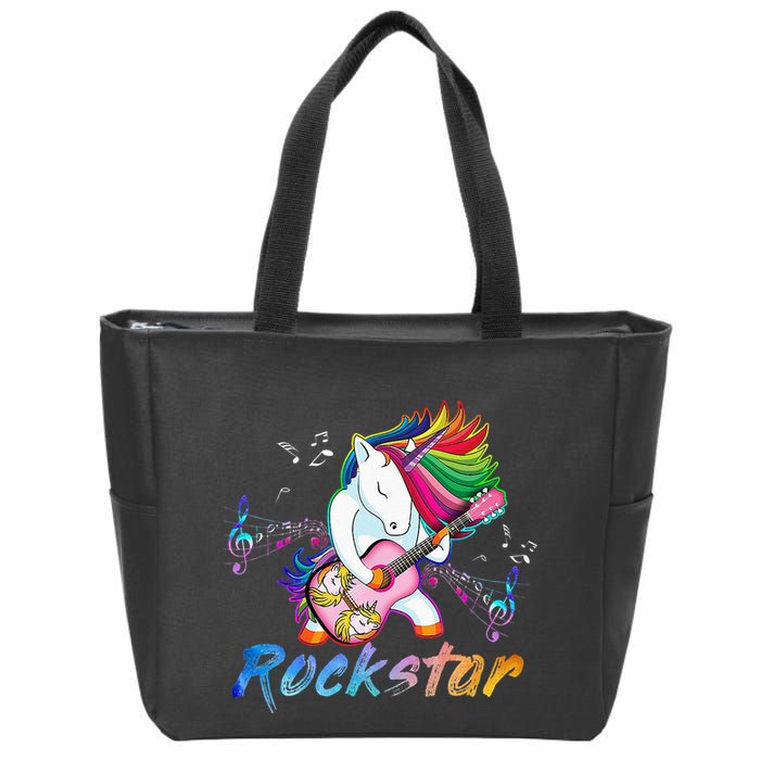 Unicorn Rock Star Guitar Rockin Music Singer Tee Zip Tote Bag