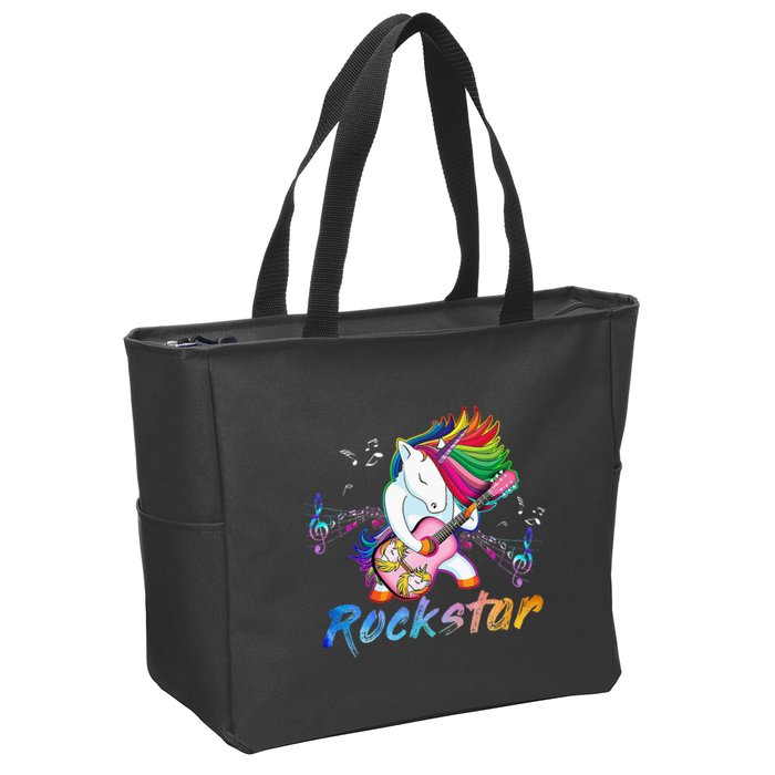 Unicorn Rock Star Guitar Rockin Music Singer Tee Zip Tote Bag