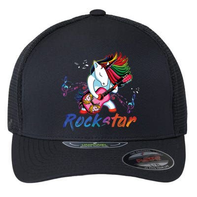 Unicorn Rock Star Guitar Rockin Music Singer Tee Flexfit Unipanel Trucker Cap