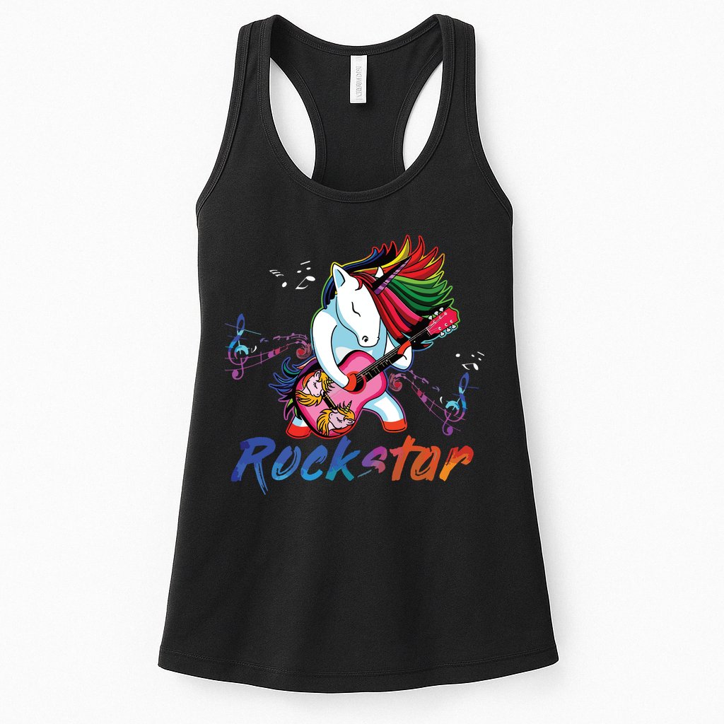 Unicorn Rock Star Guitar Rockin Music Singer Tee Womens Tank Top
