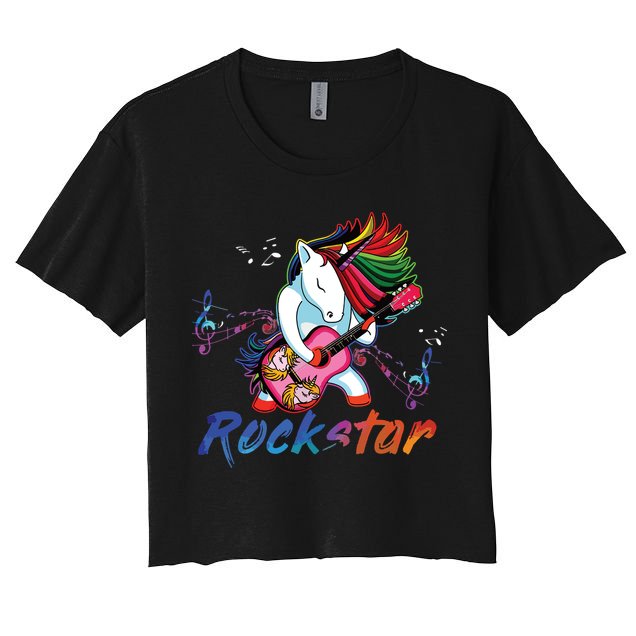 Unicorn Rock Star Guitar Rockin Music Singer Tee Crop Top
