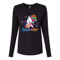 Unicorn Rock Star Guitar Rockin Music Singer Womens Cotton Relaxed Long Sleeve T-Shirt