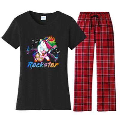 Unicorn Rock Star Guitar Rockin Music Singer Women's Flannel Pajama Set