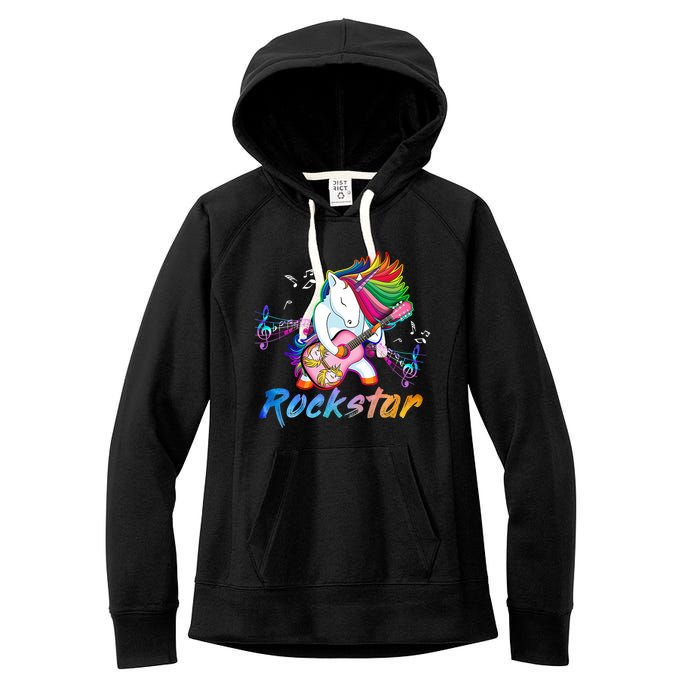 Unicorn Rock Star Guitar Rockin Music Singer Women's Fleece Hoodie