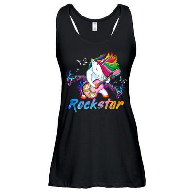 Unicorn Rock Star Guitar Rockin Music Singer Ladies Essential Flowy Tank