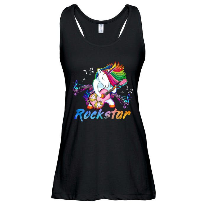 Unicorn Rock Star Guitar Rockin Music Singer Ladies Essential Flowy Tank