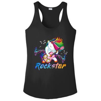 Unicorn Rock Star Guitar Rockin Music Singer Ladies PosiCharge Competitor Racerback Tank