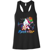 Unicorn Rock Star Guitar Rockin Music Singer Women's Racerback Tank