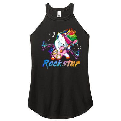 Unicorn Rock Star Guitar Rockin Music Singer Women's Perfect Tri Rocker Tank