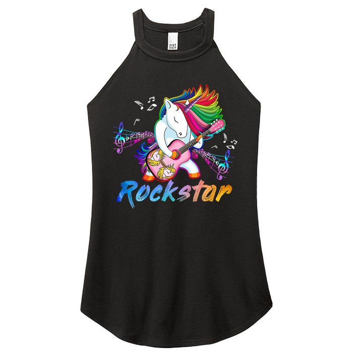 Unicorn Rock Star Guitar Rockin Music Singer Women's Perfect Tri Rocker Tank