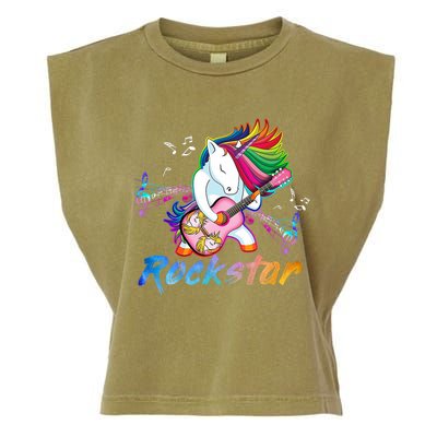 Unicorn Rock Star Guitar Rockin Music Singer Garment-Dyed Women's Muscle Tee