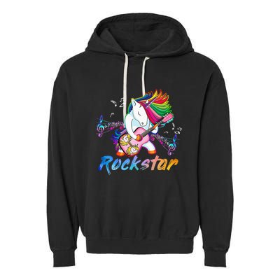 Unicorn Rock star Guitar Rockin' music singer Garment-Dyed Fleece Hoodie