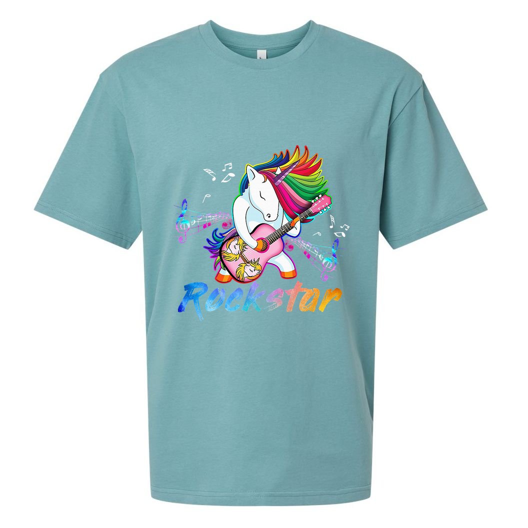 Unicorn Rock star Guitar Rockin' music singer Sueded Cloud Jersey T-Shirt