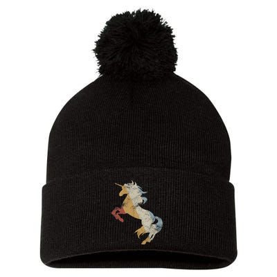 Unicorn Retro Style Vintage Pom Pom 12in Knit Beanie