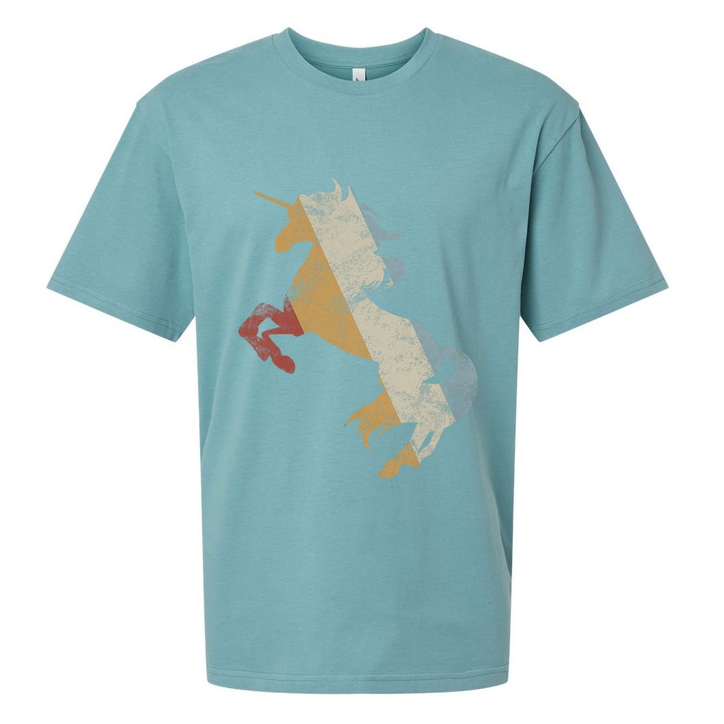 Unicorn Retro Style Vintage Sueded Cloud Jersey T-Shirt