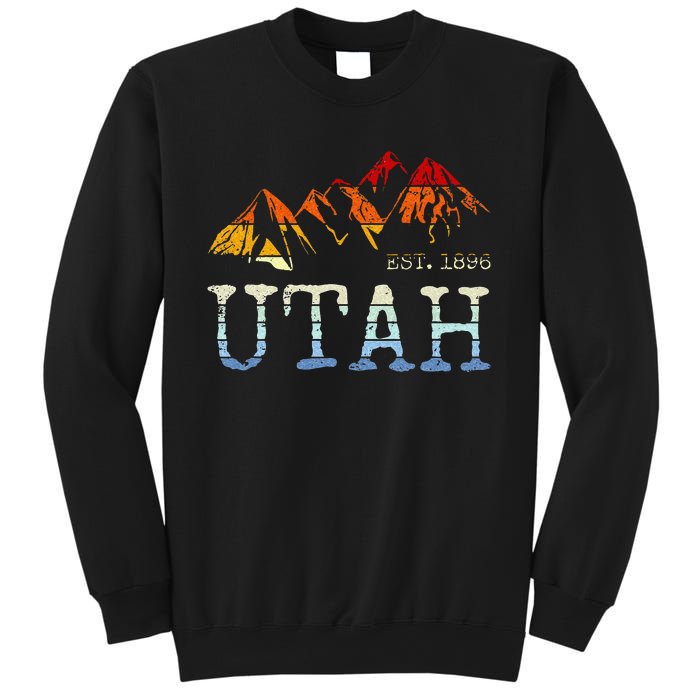 Utah Retro Sunset Vintage Mountain Home Est 1896 Cool Hiking Sweatshirt