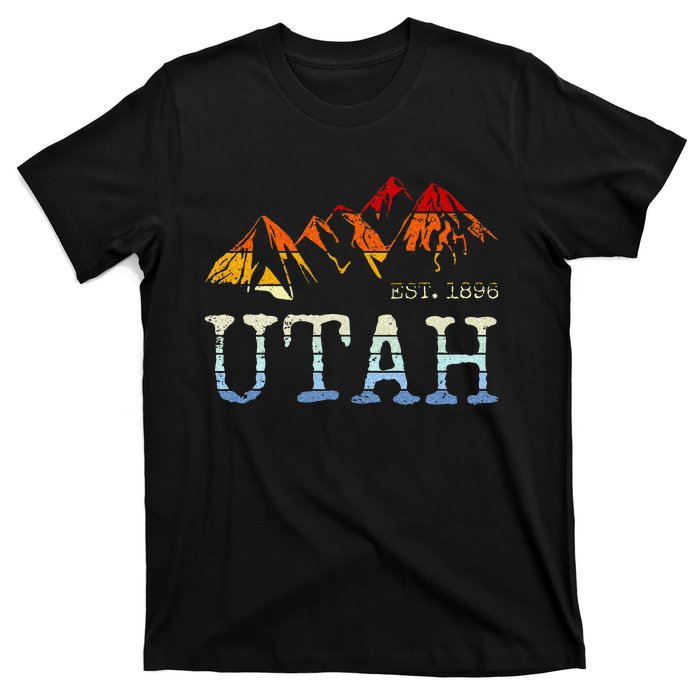 Utah Retro Sunset Vintage Mountain Home Est 1896 Cool Hiking T-Shirt